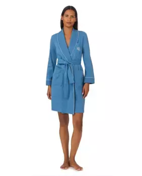 Хлопковый женский халат Lauren Ralph Lauren, синий
