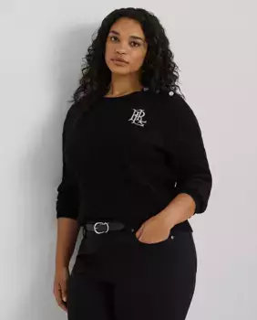 Хлопковый женский свитер Lauren Ralph Lauren Woman, черный