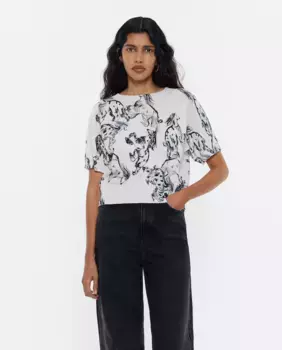 Хлопковый женский свитер с коротким рукавом Bimba y Lola, серый