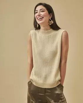 Хлопковый женский топ без бретелек NKN Nekane, бежевый