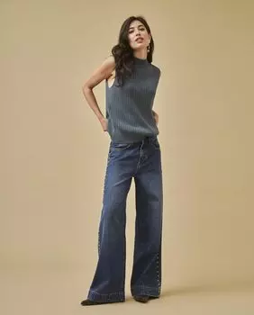 Хлопковый женский топ без бретелек NKN Nekane, синий