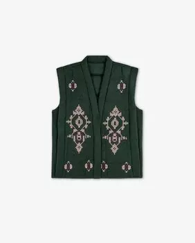 Хлопковый жилет без рукавов для девочки с вышивкой Scalpers, зеленый