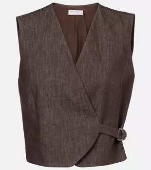Хлопковый жилет Brunello Cucinelli, коричневый