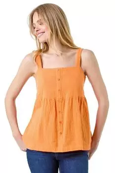 Хлопковый жилет с пуговицами и гофрированным верхом Roman, оранжевый