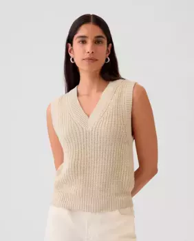 Хлопковый жилет с V-образным вырезом Gap, темно-синий