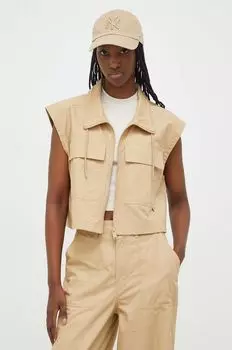 Хлопковый жилет Tommy Jeans, бежевый