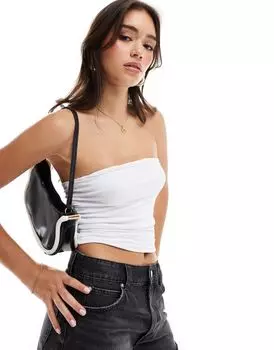 Хлопок: Белый топ без рукавов со сборками в рубчик Cotton:On