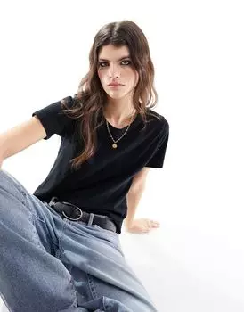 Хлопок – черная свободная футболка в стиле 90-х Cotton:On