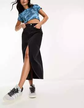 Хлопок:Джинсовая юбка макси черного цвета Cotton:On