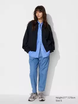 Хлопок непринужденные брюки лодыжки деним Uniqlo, синий