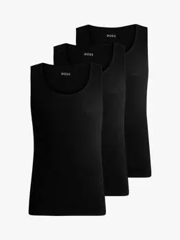 Хлопок ребро нижнее белье жилет HUGO BOSS, черный