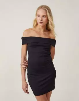 Хлопок: роскошное мини-платье с открытыми плечами черного цвета Cotton:On