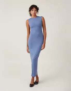 Хлопок: роскошное платье макси синего цвета с низкой спинкой Cotton:On