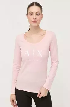 Хлопок с длинным рукавом Armani Exchange, розовый