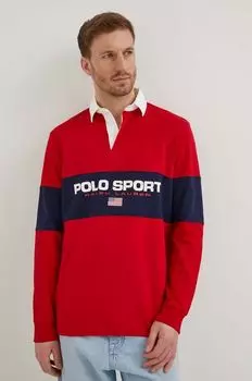 Хлопок с длинным рукавом Polo Ralph Lauren, красный