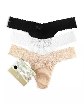 Хлопок с совестью Стринги с низкой посадкой, набор из 3 шт. Hanky Panky, цвет Multi