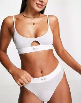 Хлопок: Серый бюстгальтер без косточек из хлопка Cotton:On