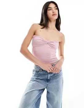 Хлопок: темно-розовый топ без рукавов On Mia Twist спереди Cotton:On