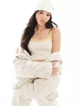 Хлопок: Топ на бретельках Waffle в светло-серую полоску Cotton:On