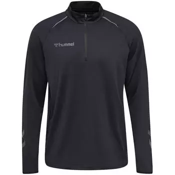 Hmlauthentic Pro Half Zip Sweat Мужская толстовка с половиной молнии HUMMEL, черный/серый антрацит/серый антрацит