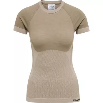 Hmlclea Бесшовные обтягивающие футболки Футболка S/S Женские HUMMEL, хаки