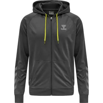 Hmlgg12 Action Zip Hoodie Hoodie Mens HUMMEL, магнитный серый/черный/зеленый