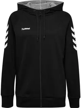Hmlgo Cotton Zip Hoodie Woman Хлопковая толстовка с капюшоном для женщин HUMMEL, черный/белый