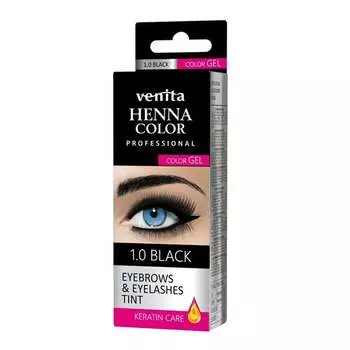 Хна для бровей и ресниц 1.0 Черная, 15 мл Venita, Eyebrow Eyelash Tint Gel