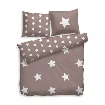 HnL Фланелевое постельное белье Stars Grey White Nature 135x200 см + 80x80 см Heckett & Lane