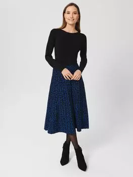 Hobbs Елена Абстрактное платье миди, черный/синий