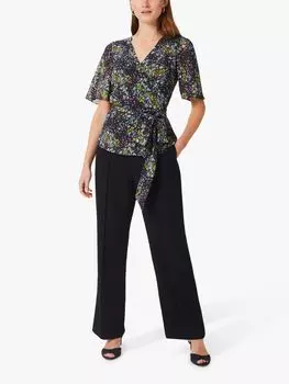 Hobbs Kayden Блуза с запахом и цветочным принтом, темно-синий