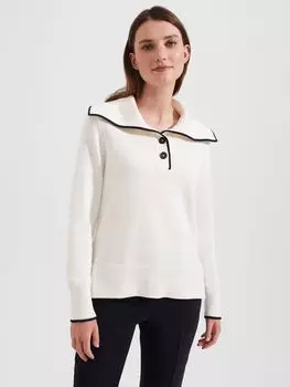 Hobbs Martha Джемпер с открытым вырезом, цвет слоновой кости/темно-синий