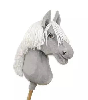 Hobby Horse Большая Лошадь на палке Премиум - Серый А3 Super Hobby Horse
