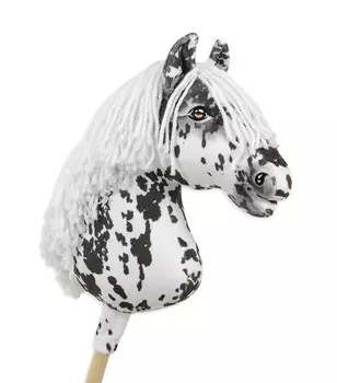Hobby Horse Большая лошадь на Премиум палке - бело-черный тарант с белой гривой А3 Inna marka