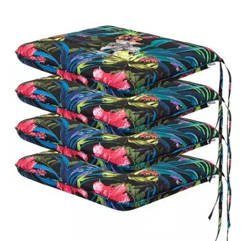 HOBBYGARDEN для улицы/в помещении, набор из 4 подушек для сидения, подушки для сидения, подушки для садовой мебели, для стульев или шезлонгов, подушки, 50 x 43 см, разноцветные листья