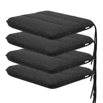 HOBBYGARDEN для улицы/в помещении, набор из 4 подушек для сидения, подушки для сидения, подушки для садовой мебели, для стульев или шезлонгов, подушки, 50 x 43 см, черный