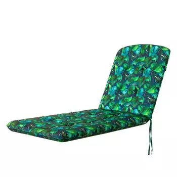 HOBBYGARDEN для улицы/в помещении, шезлонги, подушки для сидений, подушки для сидений, подушки для садовой мебели, для стульев или шезлонгов, подушки, диван, 185 x 60 x 6 см, синие листья