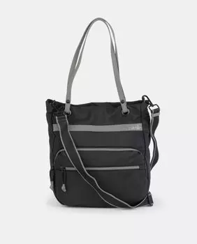 Хобо из черного прорезиненного нейлона с несколькими ручками Caminatta, черный