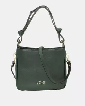 Хобо из мадрасской кожи темно-зеленого цвета с застежкой-молнией Cats
