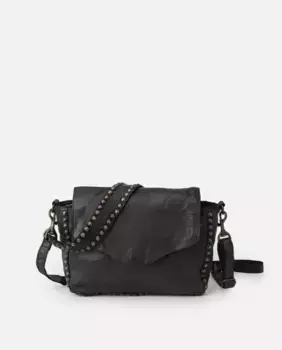 Хобо из мытой овчины растительного дубления с заклепками Biba, черный