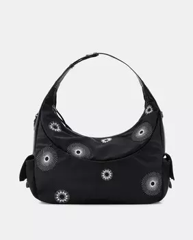 Хобо из нейлона Jimenas черного цвета с металлизированной вышивкой Desigual, черный