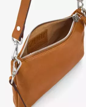 Хобо мини из кожи с молнией и дополнительной ручкой Zubi, цвет Cuero