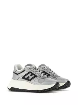 Hogan кроссовки на платформе с нашивкой-логотипом, серый