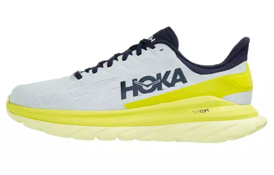 HOKA ONE ONE Mach 4 Lifestyle Shoes Men Low-top Yellow/Blue