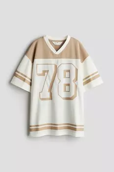 Хоккейная футболка с принтом H&M, бежевый