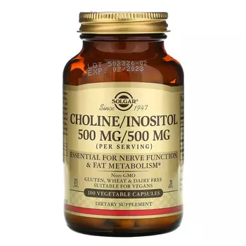Холин / инозитол Solgar Choline Inositol, 100 растительных капсул
