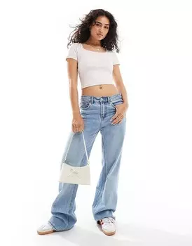 Hollister – Бесшовная розовая футболка с ромбовидным вырезом