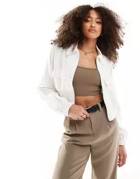 Hollister – Бомбер из смесового льна белого цвета