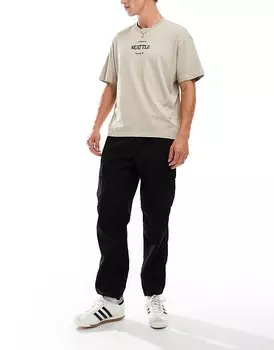 Hollister Черные очень свободные джоггеры в стиле милитари из хлопка и нейлона