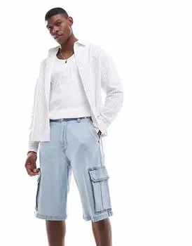 Hollister мешковатые карго-шорты в светло-голубом цвете
